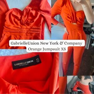 New York and Company Gabrielle Union Orange Jumpsuit XS